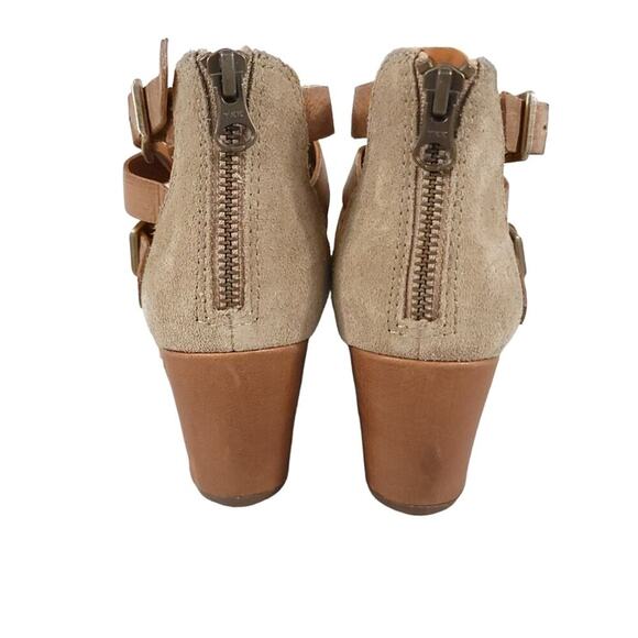 Kork-ease Stina Boots Leather Strappy Heeled Booties Taupe Beige Cutout Fall - Picture 6 of 13